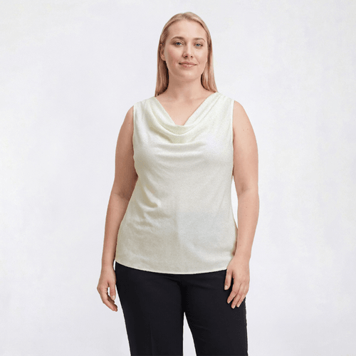 Plus Size Kasper Sleeveless Cowl Neck Dot Blouse